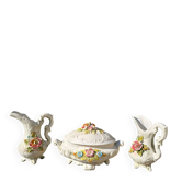 Lot barbotine italienne vintage - soupière et pichets