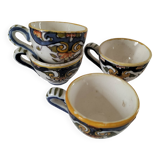 Set of 4 miniature earthenware cups with Old Rouen decor