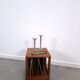 Teak LP kast op wielen, bijzettafel, nachtkastje, kast 2