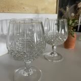 4 diamond point glass cognac or brandy glasses