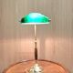 Lampe de bureau ministérielle Churchill en verre vert et laiton