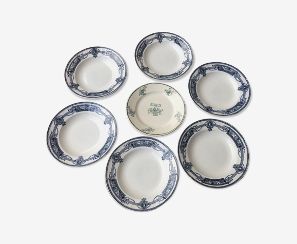 Lot des 7 assiettes anciennes terre de fer de saint Amand hamage nord