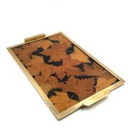 Hollywood regency brass and leaves resin tray, Montagnani Firenze Italy 1970s