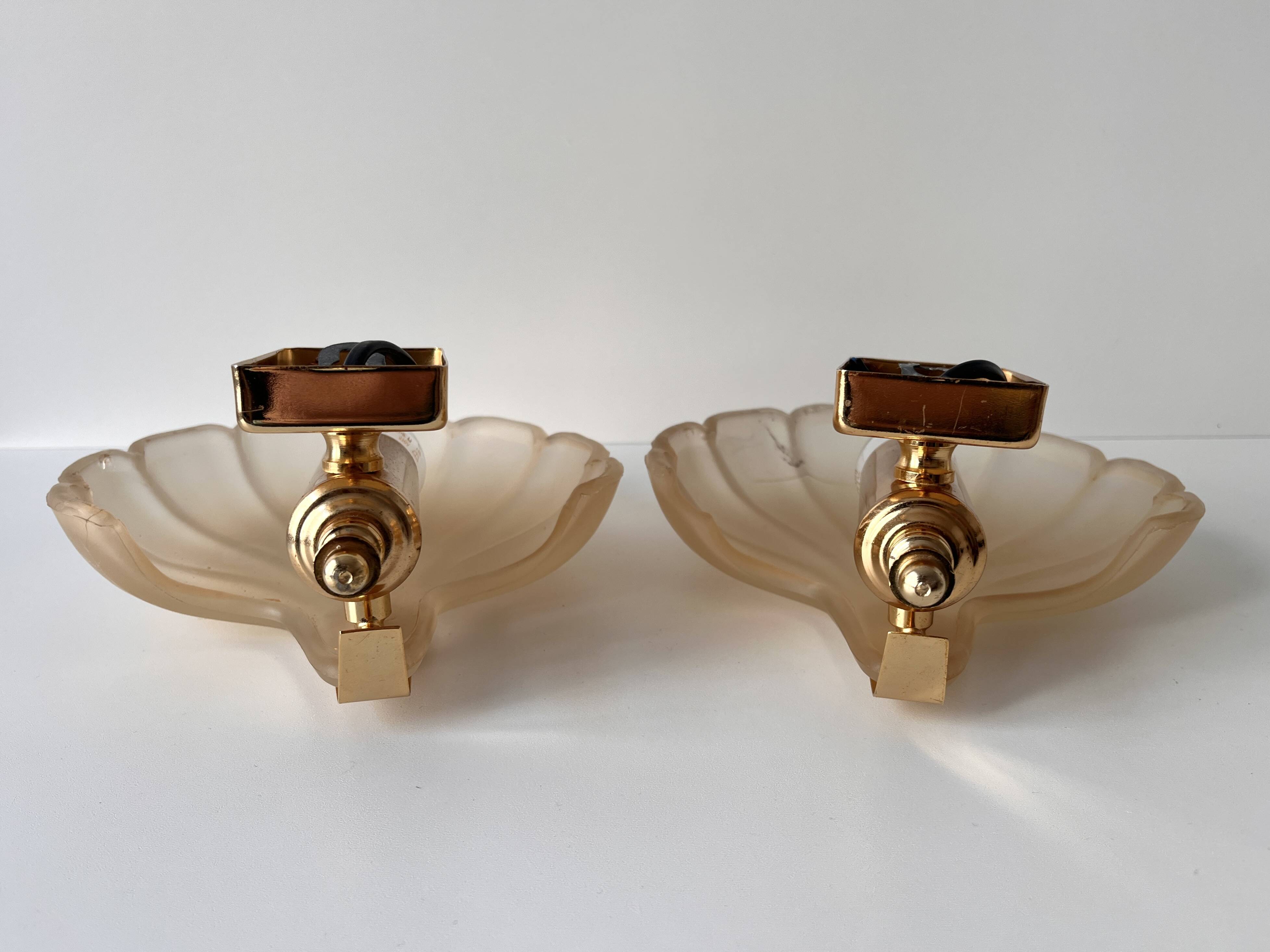 Appliques murales coquillages en verre vintage, lampes style art nouveau