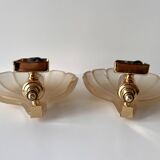 Appliques murales coquillages en verre vintage, lampes style art nouveau