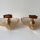 Vintage glass shell wall sconces, Art Nouveau style lamps.