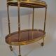 Rolling table dessert in golden brass and solid mahogany 1950/60