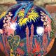 Art Deco style ball vase in glazed earthenware Jungle decoration Diameter 25 cm