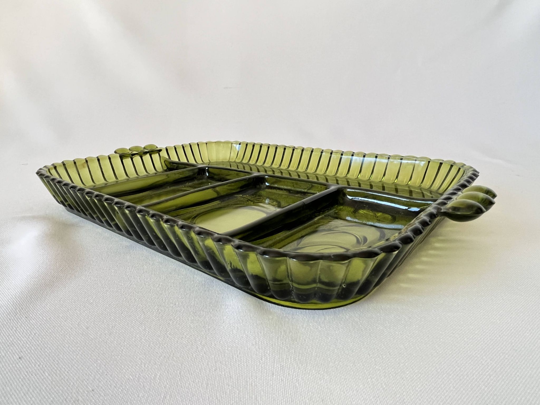 Vintage 1960s American Appetizer Tray Indiana Glass Compartmented Glass
