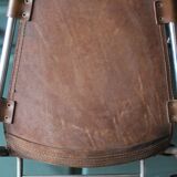 Leather and metal arch chairs