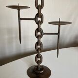 Raw beaten iron candlestick 1970