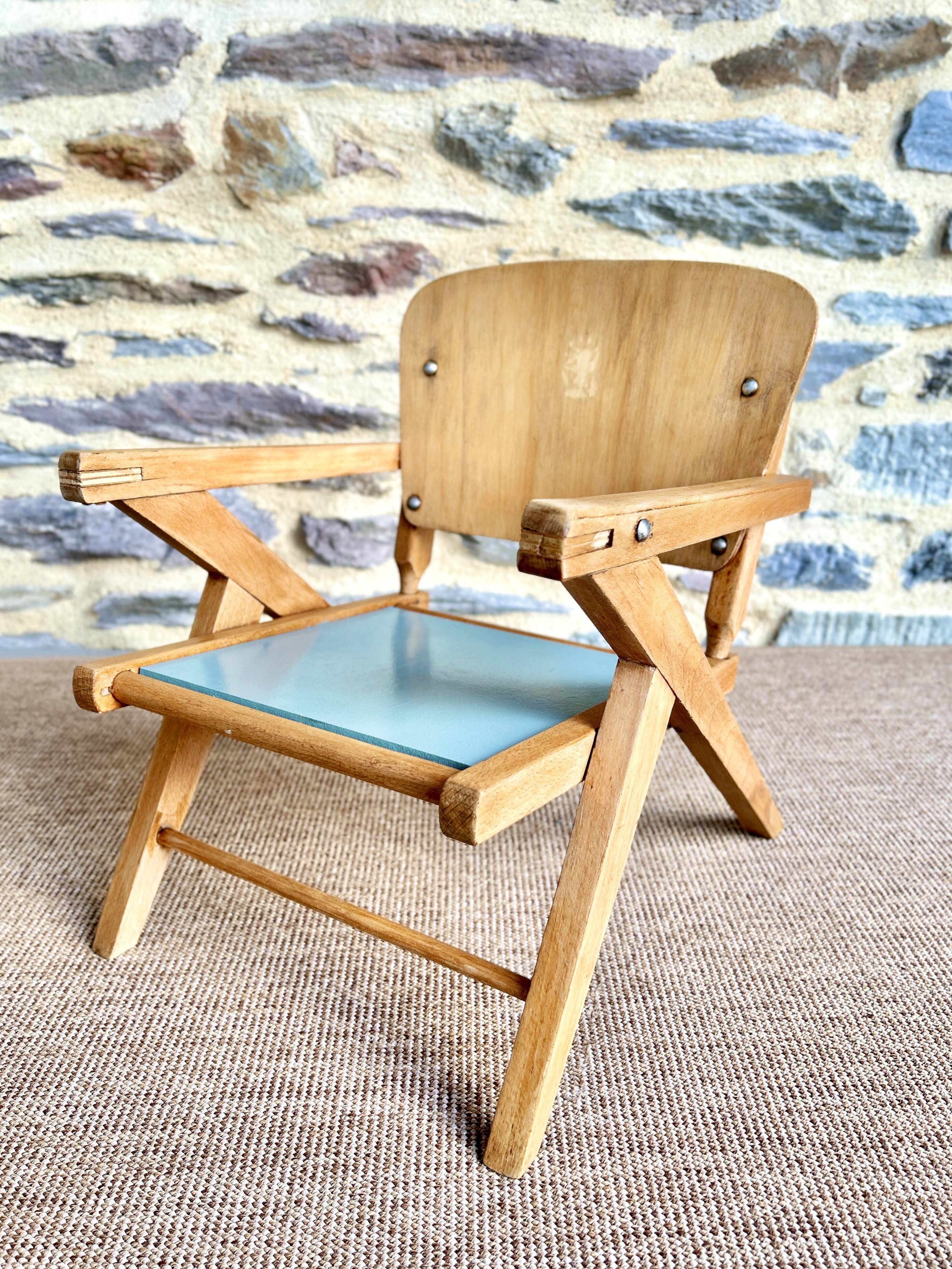 Child's chair in beech wood - 1950s