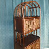 Library in Bamboo and Cane of Rattan Varnish Brown circa 1970 H 175 cm