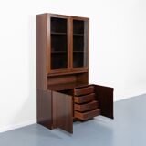 Two-piece cabinet made of Danish walnut veneer from the 1970s