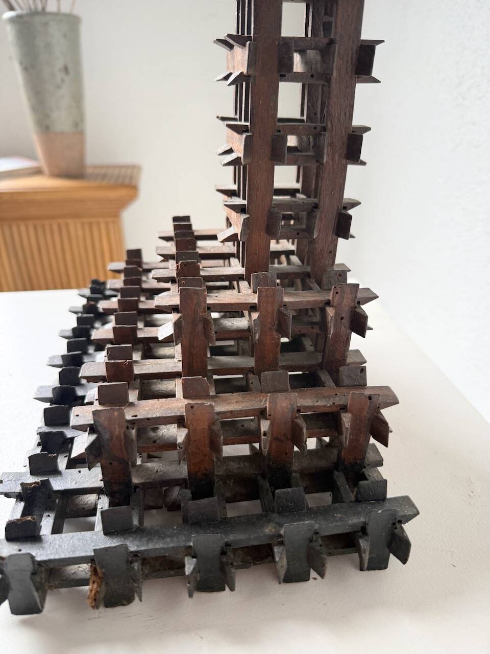 Crucifix sculpture Tramp Art 1900