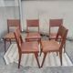 Set 7 chaises et 2 fauteuils bridge vintage chêne+simili