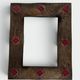 Ceramic Framed Mirror in Bronze with Red Cabochons. French Work.
