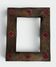 Ceramic Framed Mirror in Bronze with Red Cabochons. French Work.
