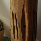 Vintage Openwork Brutalist Wooden Lamp