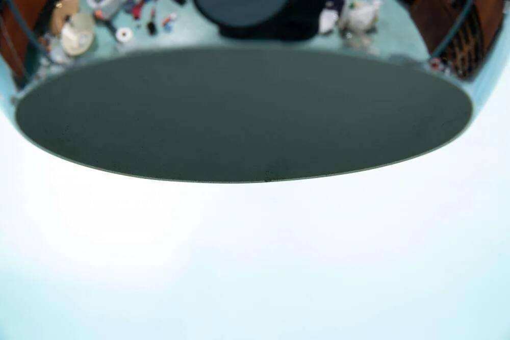 Vintage chrome sphere pendant lamp, space age eye lamp.