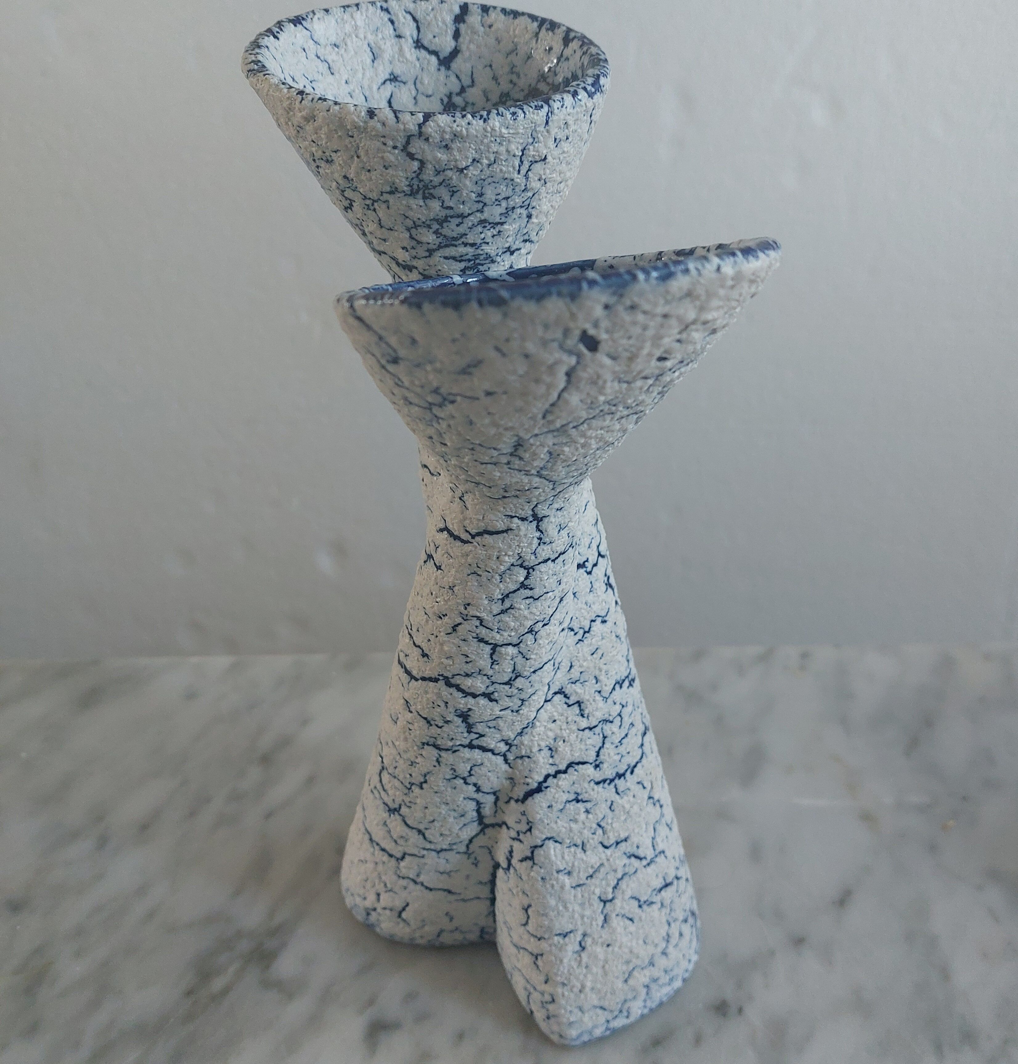 Double soliflore ceramic vase