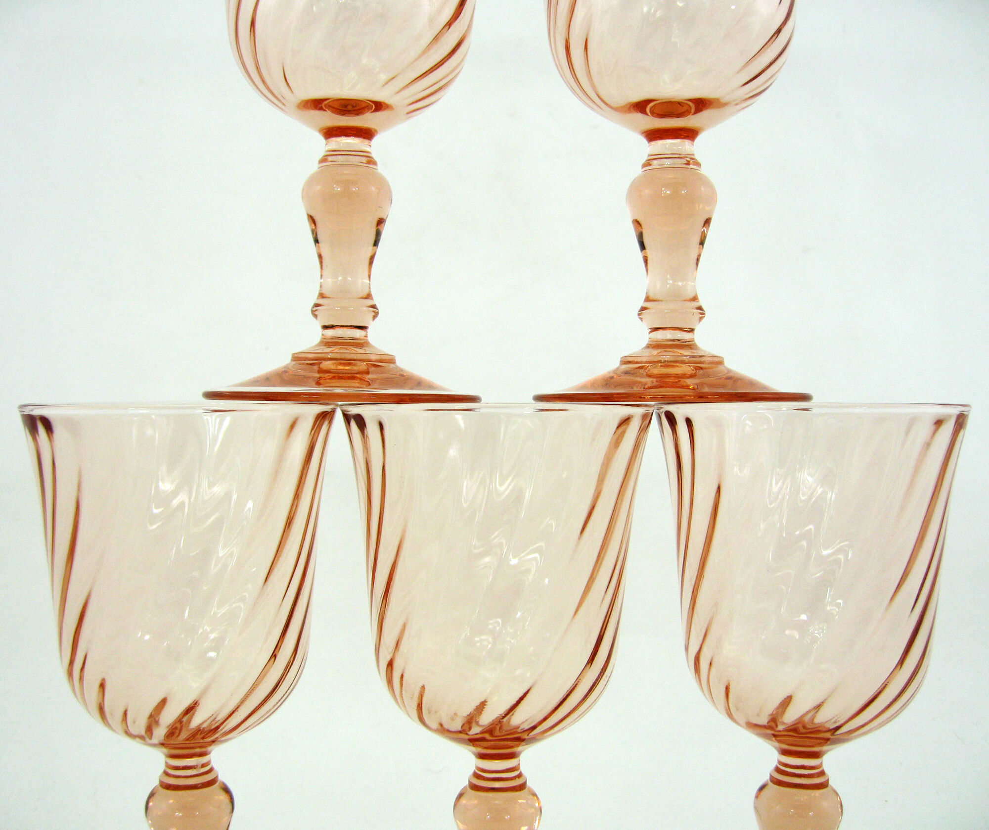 5 stemmed glasses - Rosaline Luminarc Arcoroc France - vintage 80s