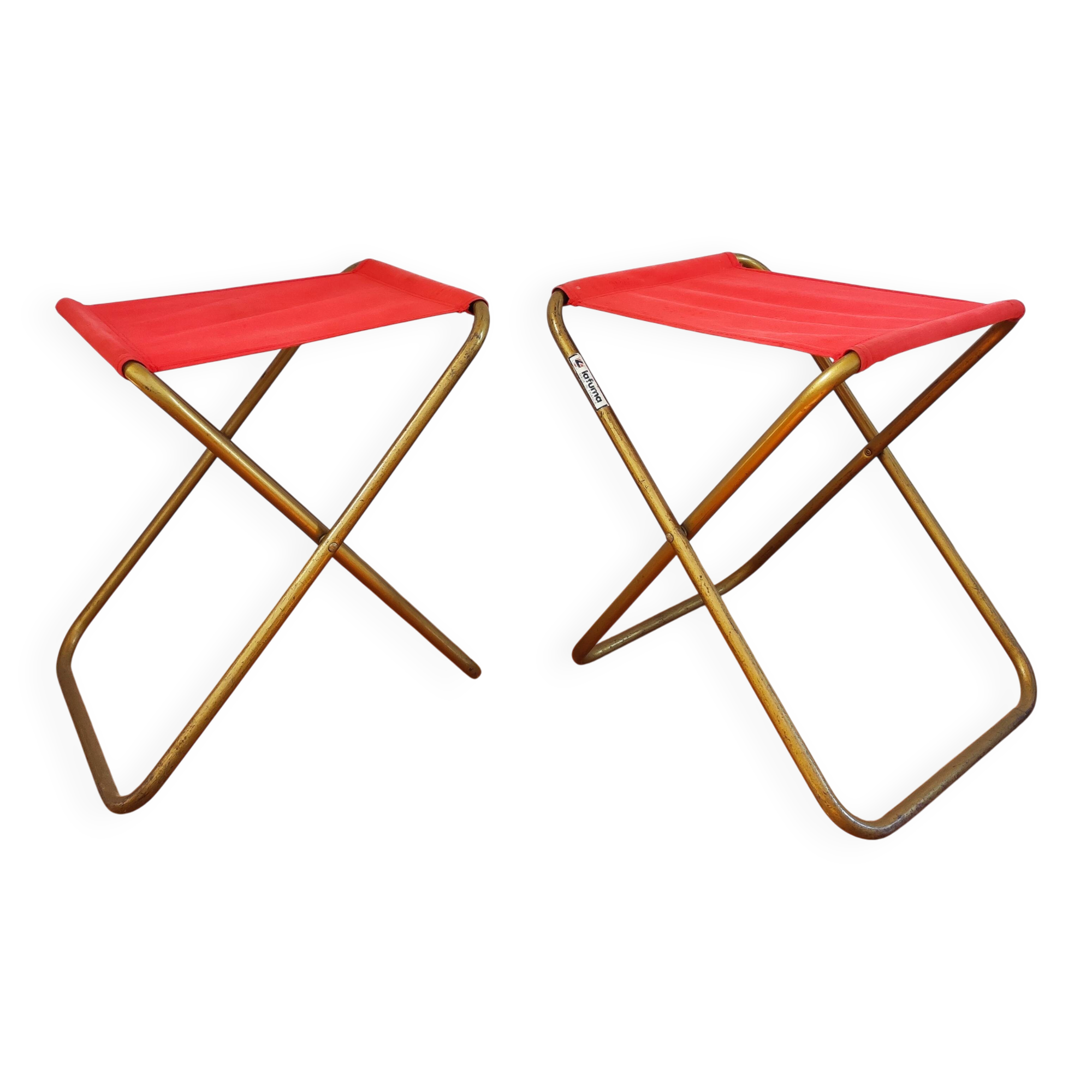 Paire de tabourets pliants vintage Français Lafuma