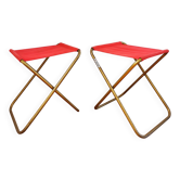 Paire de tabourets pliants vintage Français Lafuma