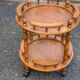 Desserte vintage rond en bois massif chariot à bar