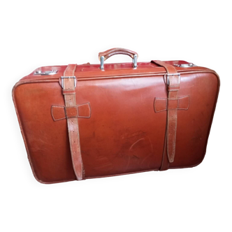 Valise en cuir cognac à nœuds papillon