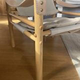 Arne Norell - Sirocco chair in white/grey linen with frame frame from beech wood