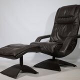 Design Leather Lounge Chair including Ottoman from the 1990s