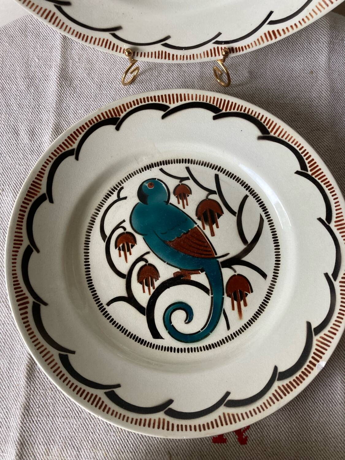 Ironstone plates, K&G Luneville, parakeet model.