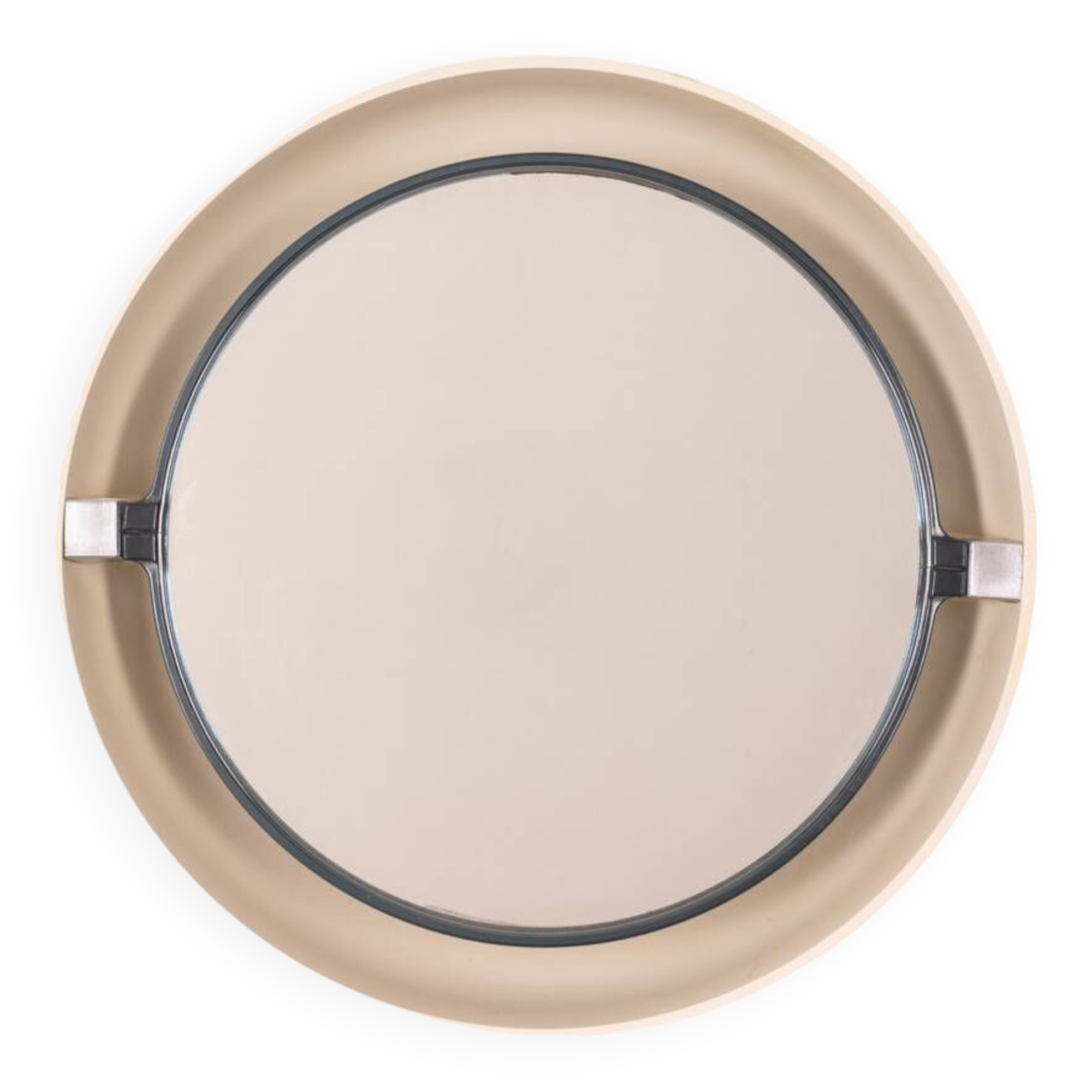 Vintage wall mirror 70's white backlit o design allibert