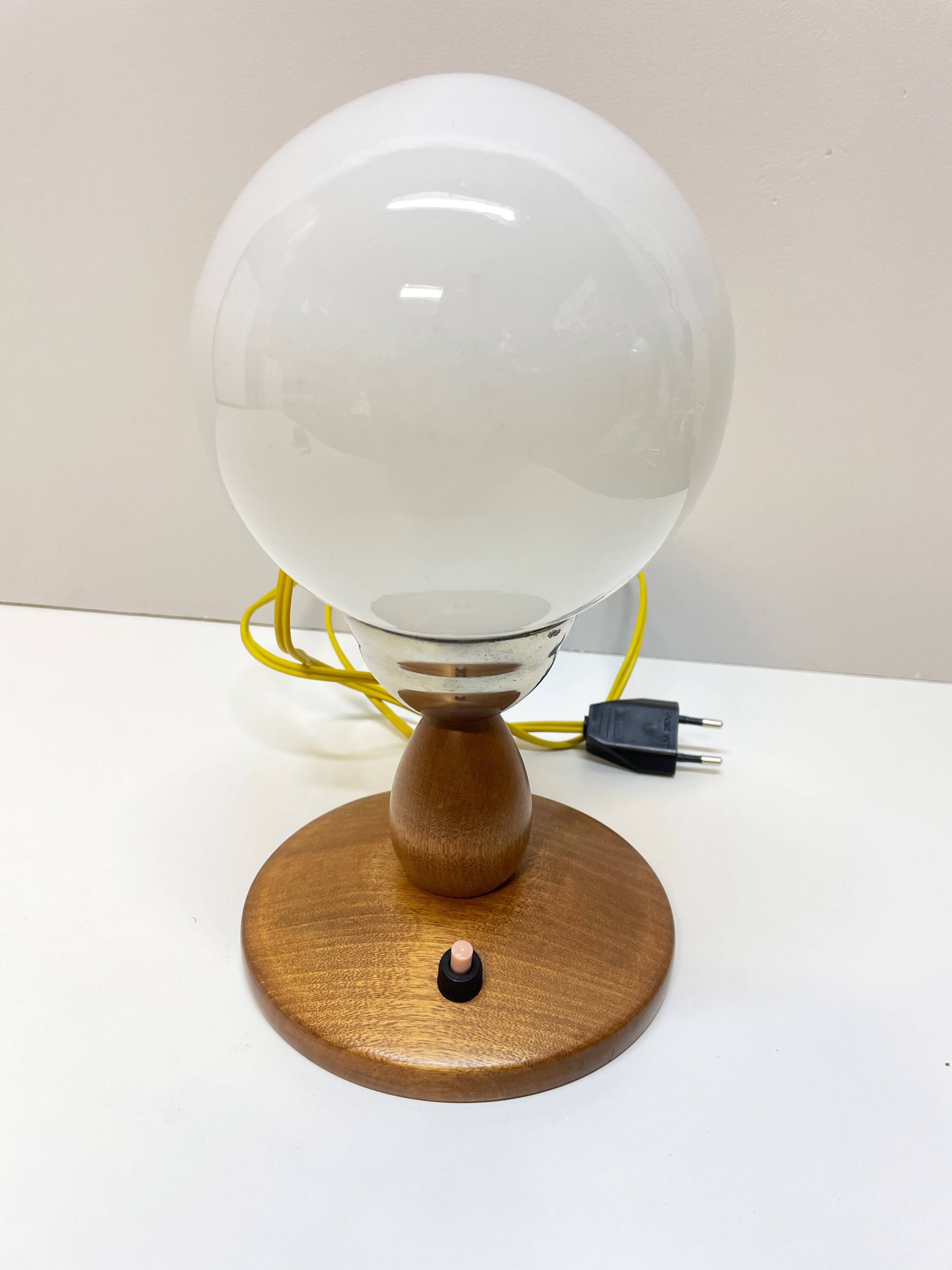 Lampe de chevet en bois, S.P. Metal Cracovie, années 1960