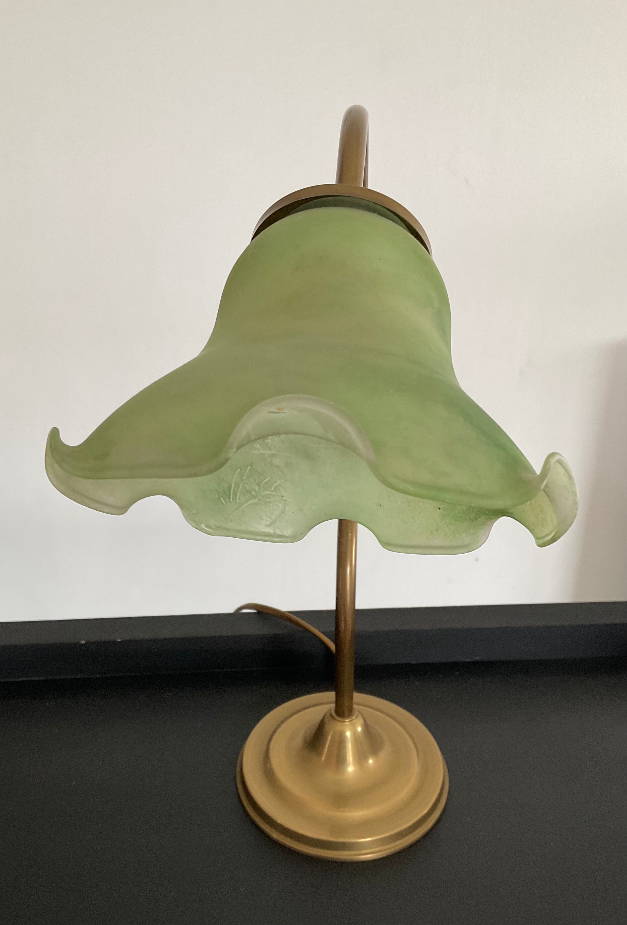 Vintage Kaelle lamp signed in brass and glass paste 70s