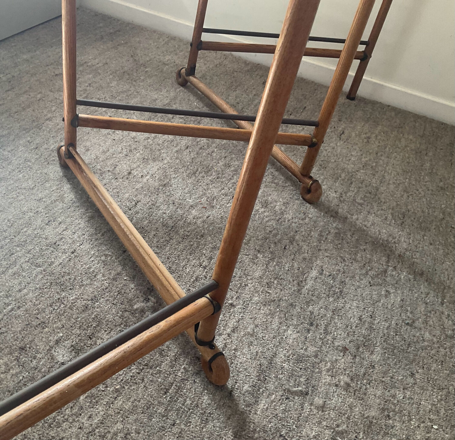 Paravent vintage des années 60 en bois et rotin