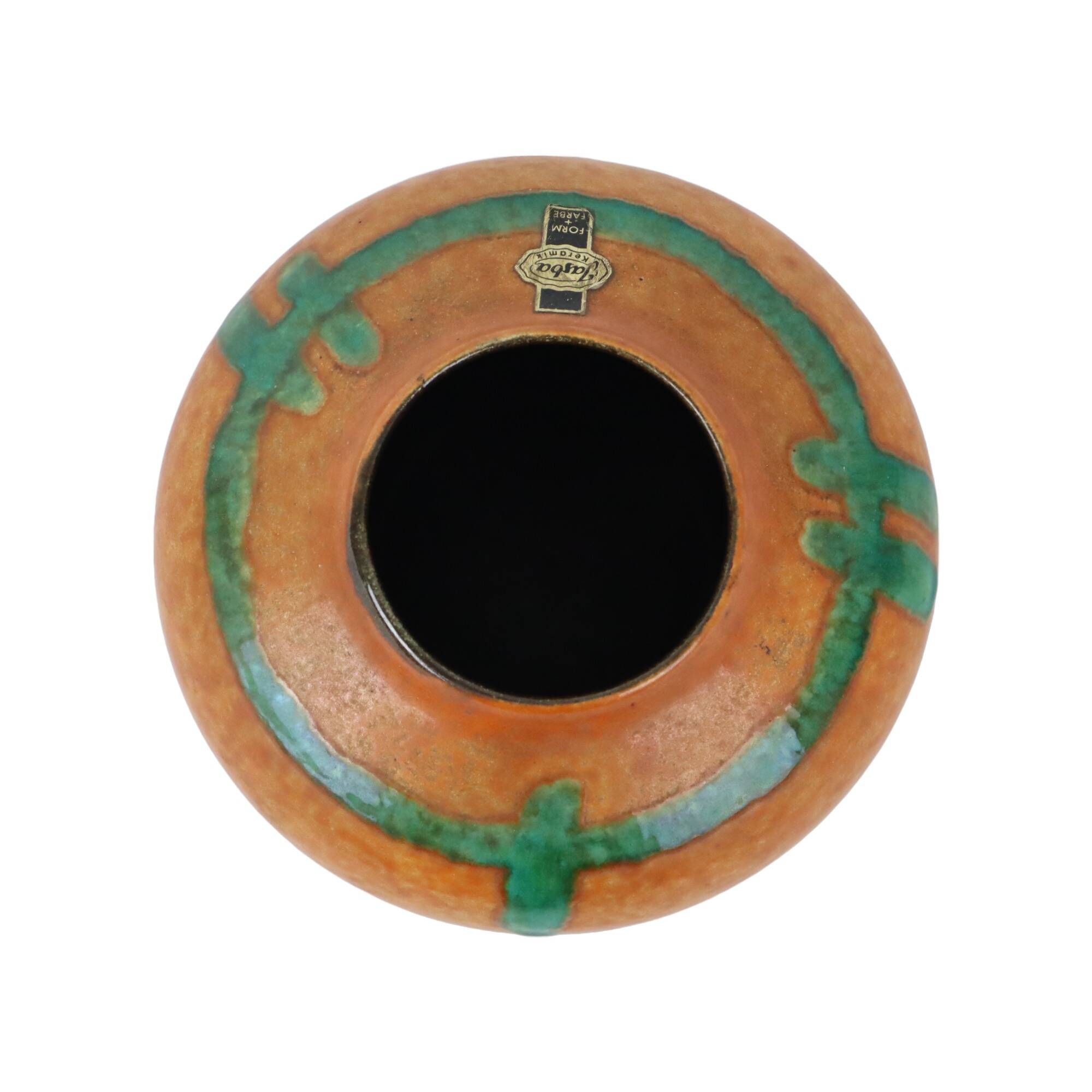 Orange and Turquoise Vase Jasba Keramik West Germany Pottery 111-12