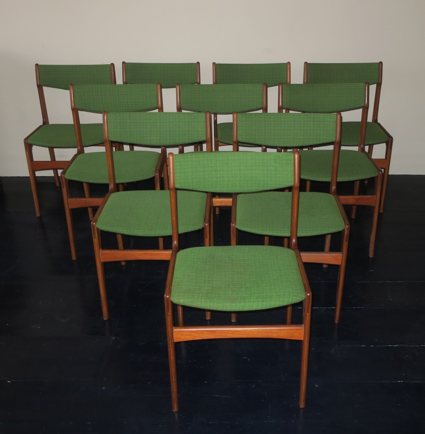 Set of 10 danish teak dining chairs by Erik Buch, 1960