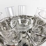 Silver metal and glass caviar serving