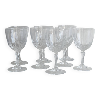 Set of 8 chiseled crystal wine glasses