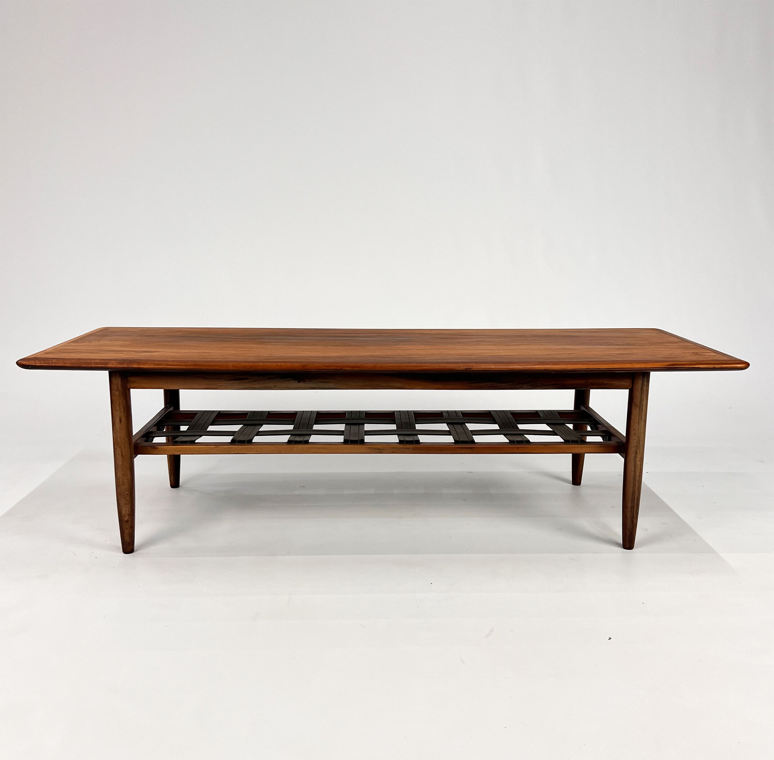 Table basse en palissandre et cuir du milieu du siècle par Topform, années 1960