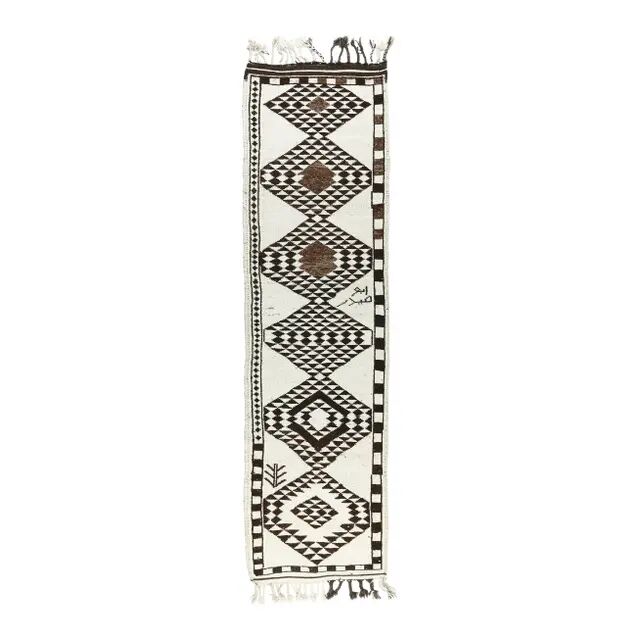 Vintage Turkish Hand-Knotted Neutral Beige Runner 91x330