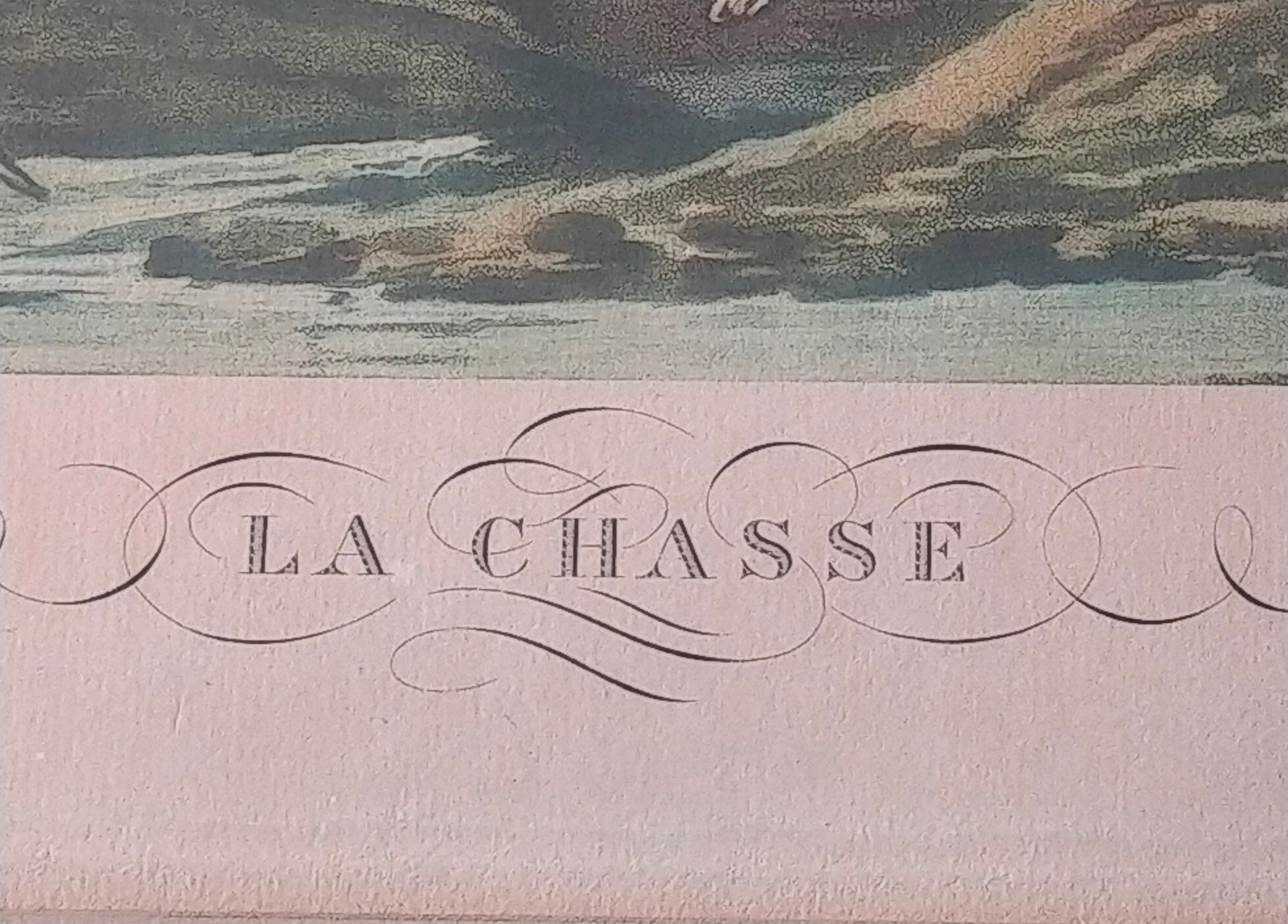 Table engraving carle vernet (1758-1836) the hunt engraved by debucourt