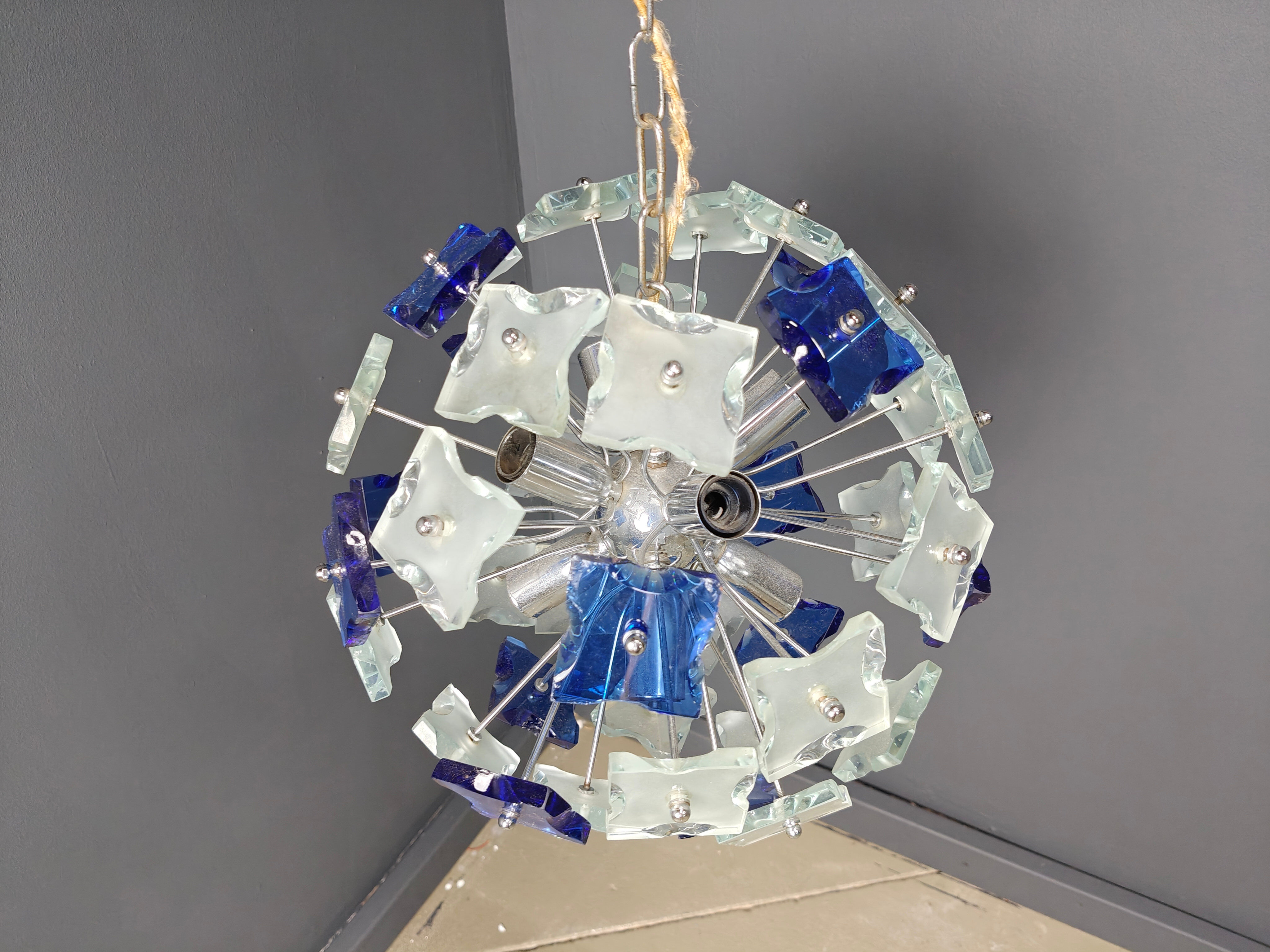 Hammered glass chandelier, 1970s
