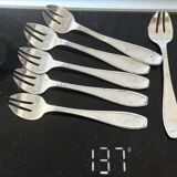 6 fourchettes à Huîtres période Art-Deco 1930 - argent massif initiales YD