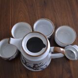 Théière et ses tasses à thé en grès à motif japonisant