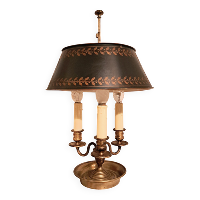 Lampe bouillotte en bronze doré et tôle peinte