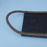 Vintage wooden and rope tray