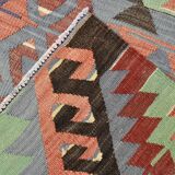 6x9 Green & Blue Tribal Pattern Vintage Kilim Rug, 177x266Cm